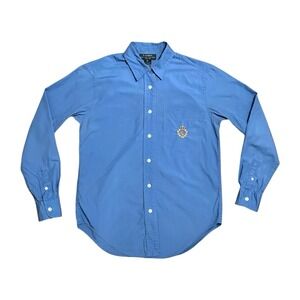 Vintage Ralph Lauren Petite Crest Long Sleeve Blue Shirt Size 2P Y2K Academia